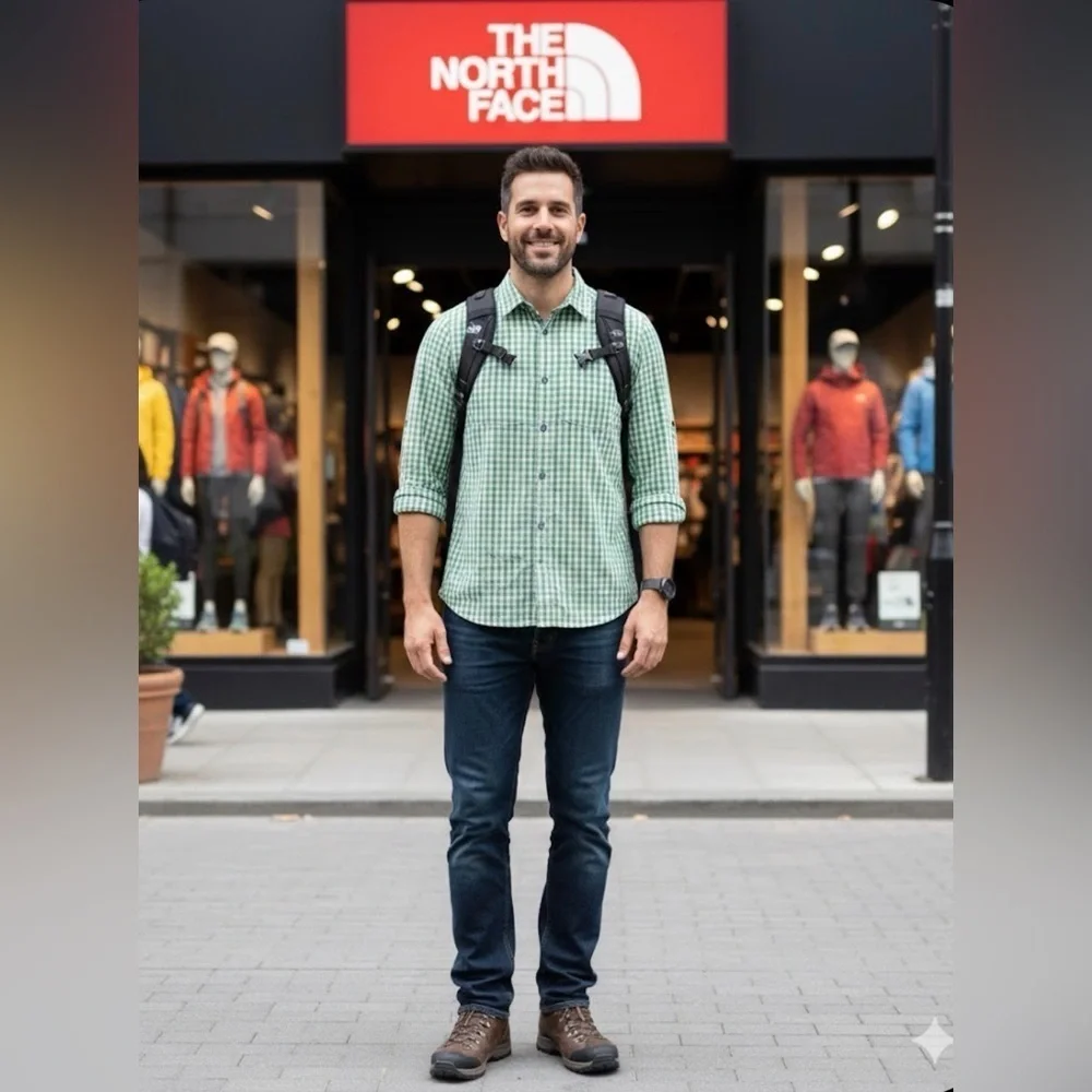 The North Face men’s  Vented Plaid Button Down Shirt size med
